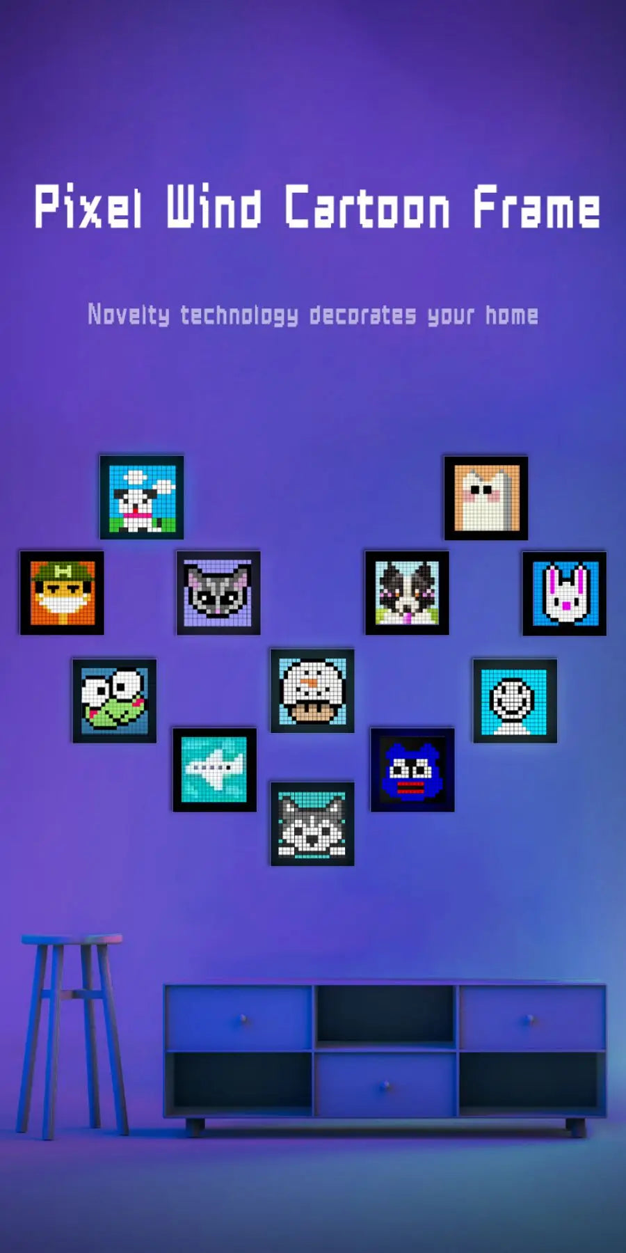 LED Pixel Matrix Bluetooth Smart Display 64x64 RGB Digital Lamp Panel DIY Art Display Gaming Anime Room Decor Frame APP Control