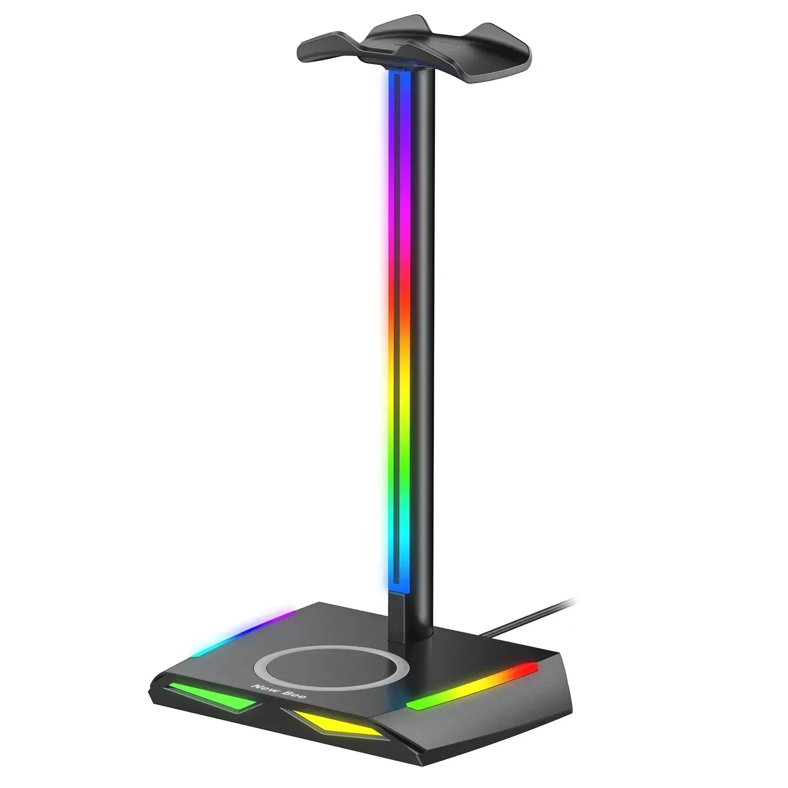 New Bee Z12 RGB Headset Stand Holder with Wireless Charger, Desk Base, Gaming Headphones Holder, Non-Slip Rubber Base