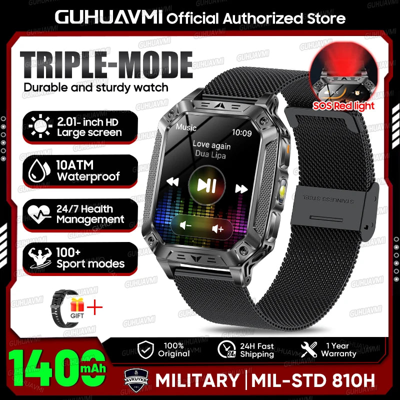 Smartwatch Militar 2026 – Robustez Extrema, Lanterna LED e Autonomia XL