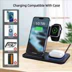 3-in-1 Foldable Wireless Charging Station 30W for iPhone 17 16 15 14 13 12 Pro Max iWatch 11 Airpods Pro Fast Charger Stand Dock
