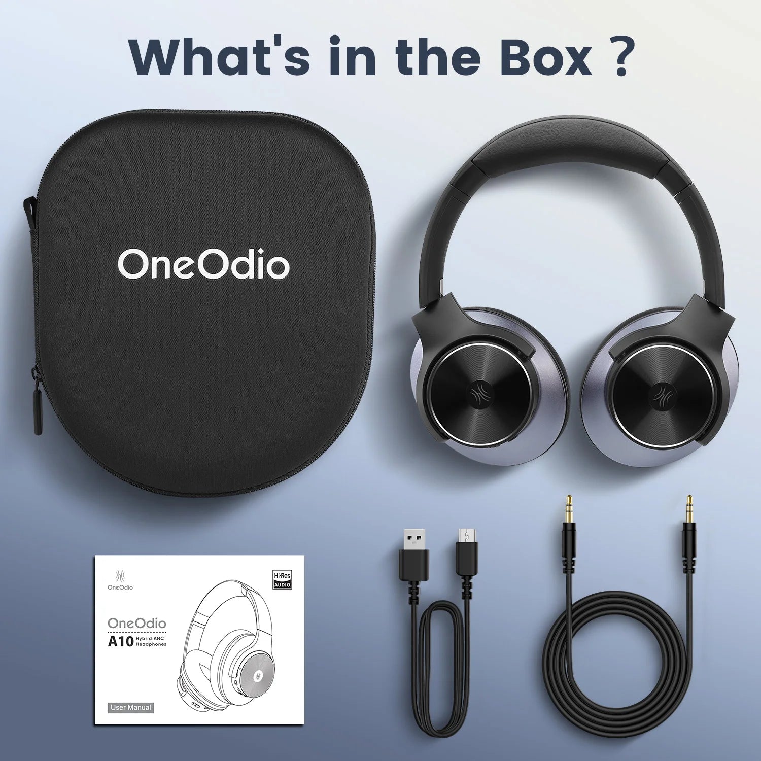 Oneodio A10 Bluetooth 5.4 Headphones Hybrid Active Noise Canceling With Hi-Res Audio Over Ear Wireless Headset ANC With 5-Mic