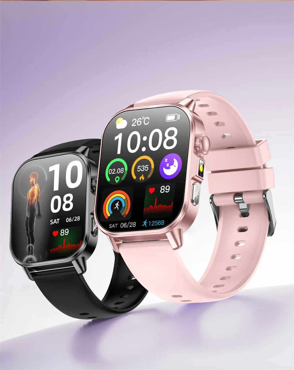 2026 New Model Uric Acid & Lipid Health Analysis Smartwatch Men's ECG+PPG Bluetooth Call 2.01 inch Flashlight Smartwatch Women's