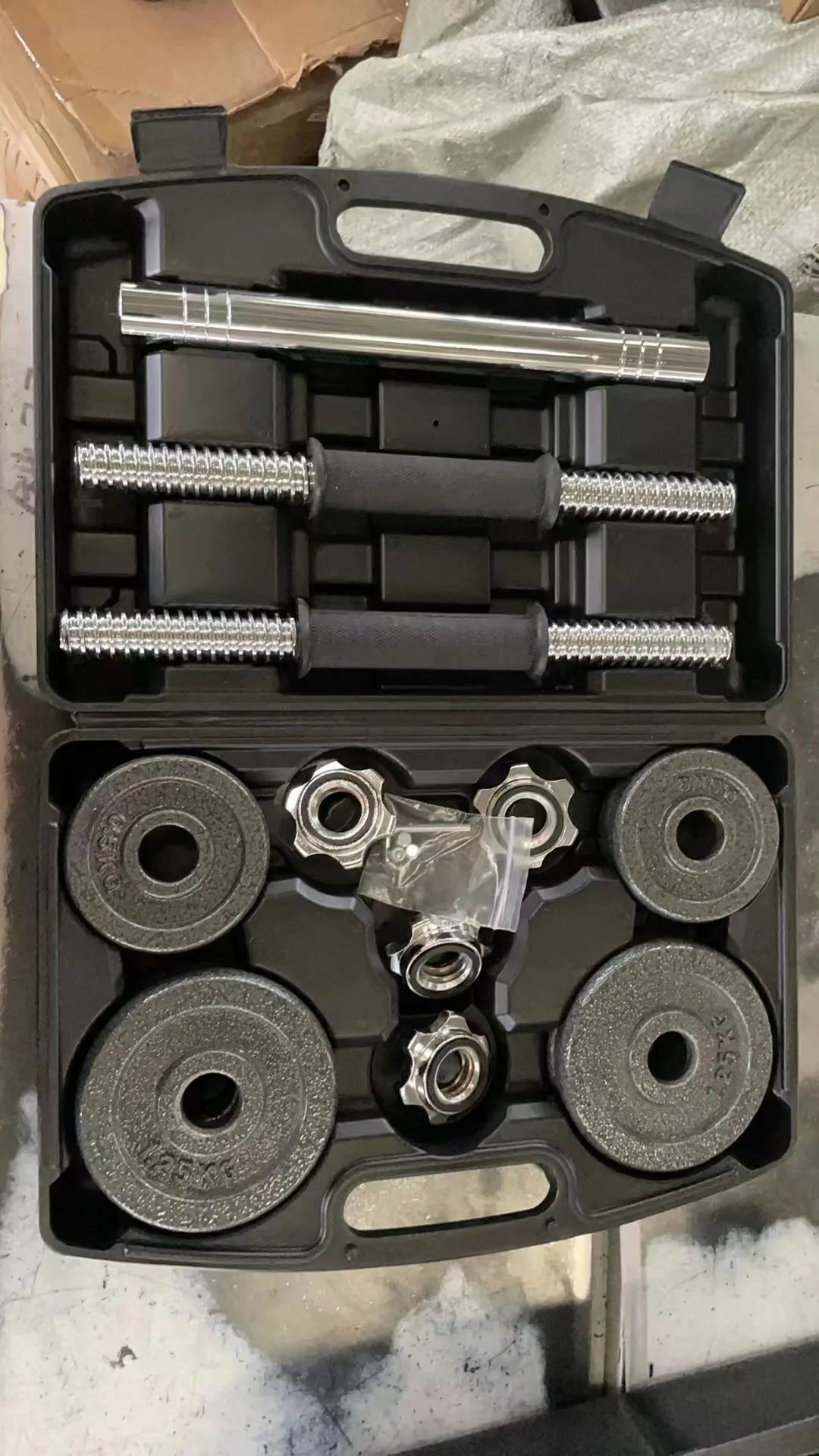 10kg 15kg 20kg 30kg Gym Home Weightlifting Dumbbells with Box Painted Black Painted Cast Iron Dumbbells Barbell Set.