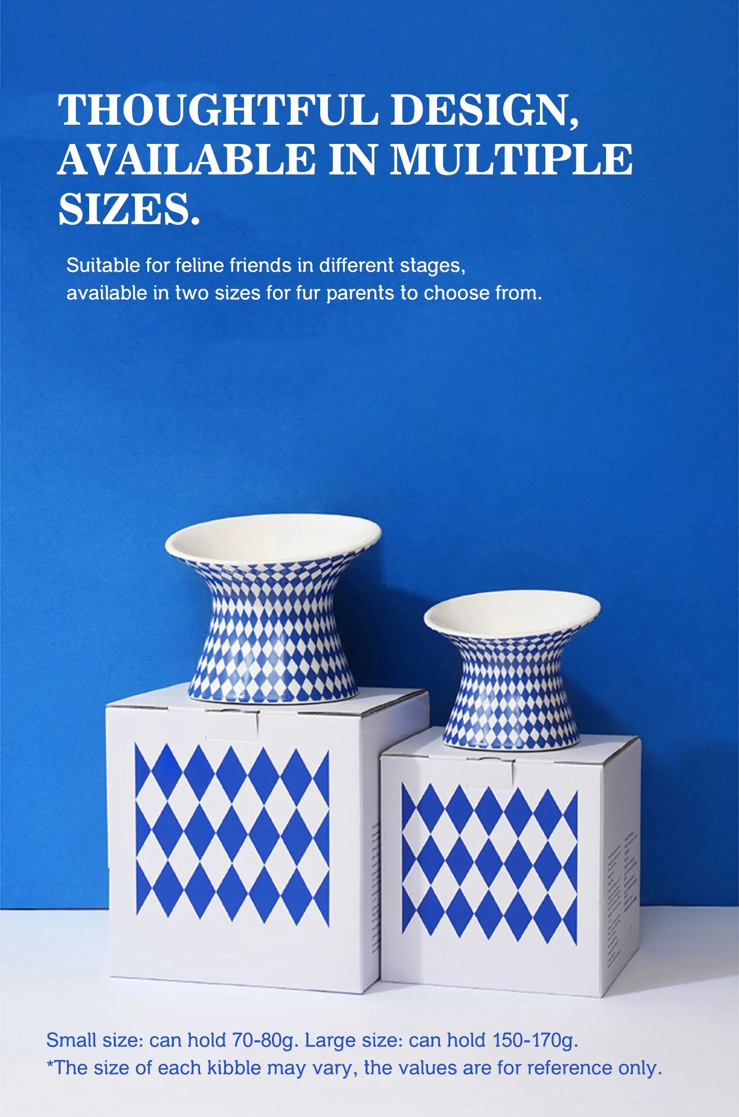 Ceramic Cat and Dog Bowls, Anti-Tip Pet Food Dishes Elevated base design protects cats' necks, suitable for small dogs and cats