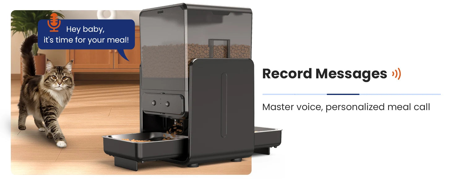 5L Automatic Cat Kibble Dispenser 2 Bowls Smart Voice Recorder Pluggable Control Panel Auto Cat Food Dispenser For Pet Dry Food