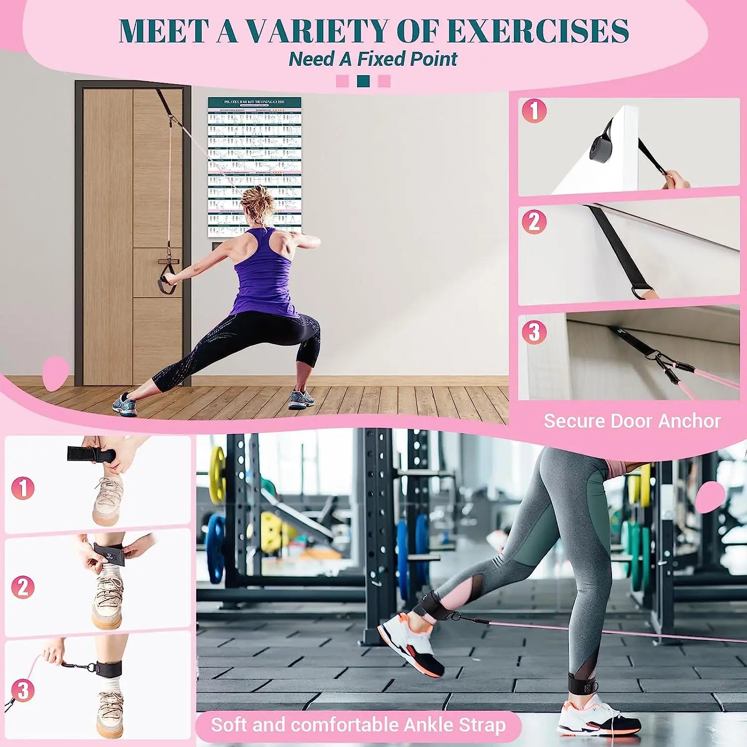 Pilates bar kit with resistance bands, Multifunctional Yoga Bar, Portable Home Gym, Resistance bar kit for full body workouts.