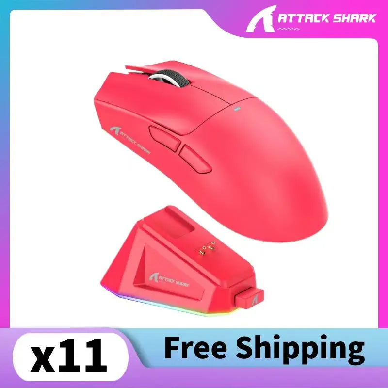 Attack Shark X11SE X11 PAW3311 Bluetooth Mouse, Tri-mode connectivity, Magnetic charging dock, Touchscreen, Ultralight gaming mouse