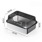 Stainless Steel Cat Litter Box with Lid and Scoop for Big Cat XL Metal Litter Pan Tray with High Wall Sides Enclosure Non-Sticky