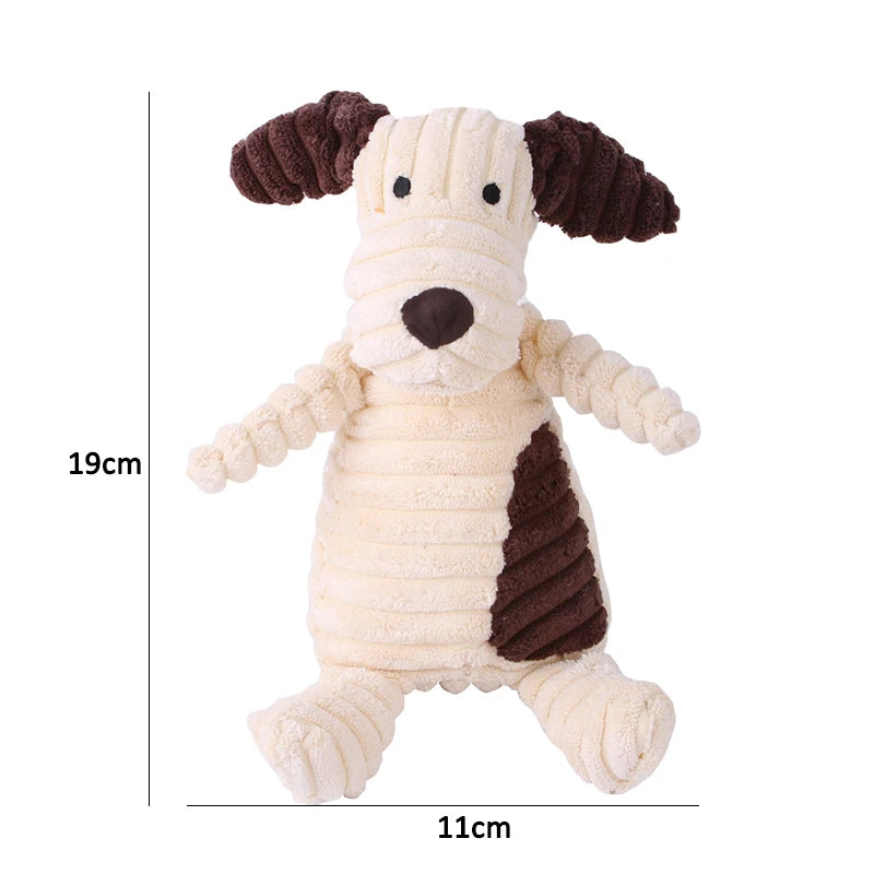 Plush Dog Toy Animals Shape Bite Resistant Squeaky Toys Corduroy Dog Toys for Small Large Dogs Puppy Pets Training Accessories