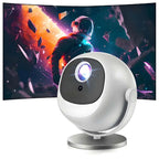 Projetor Portátil 4K — Android, WiFi6, BT5.0, Auto Keystone, Rotação 360°