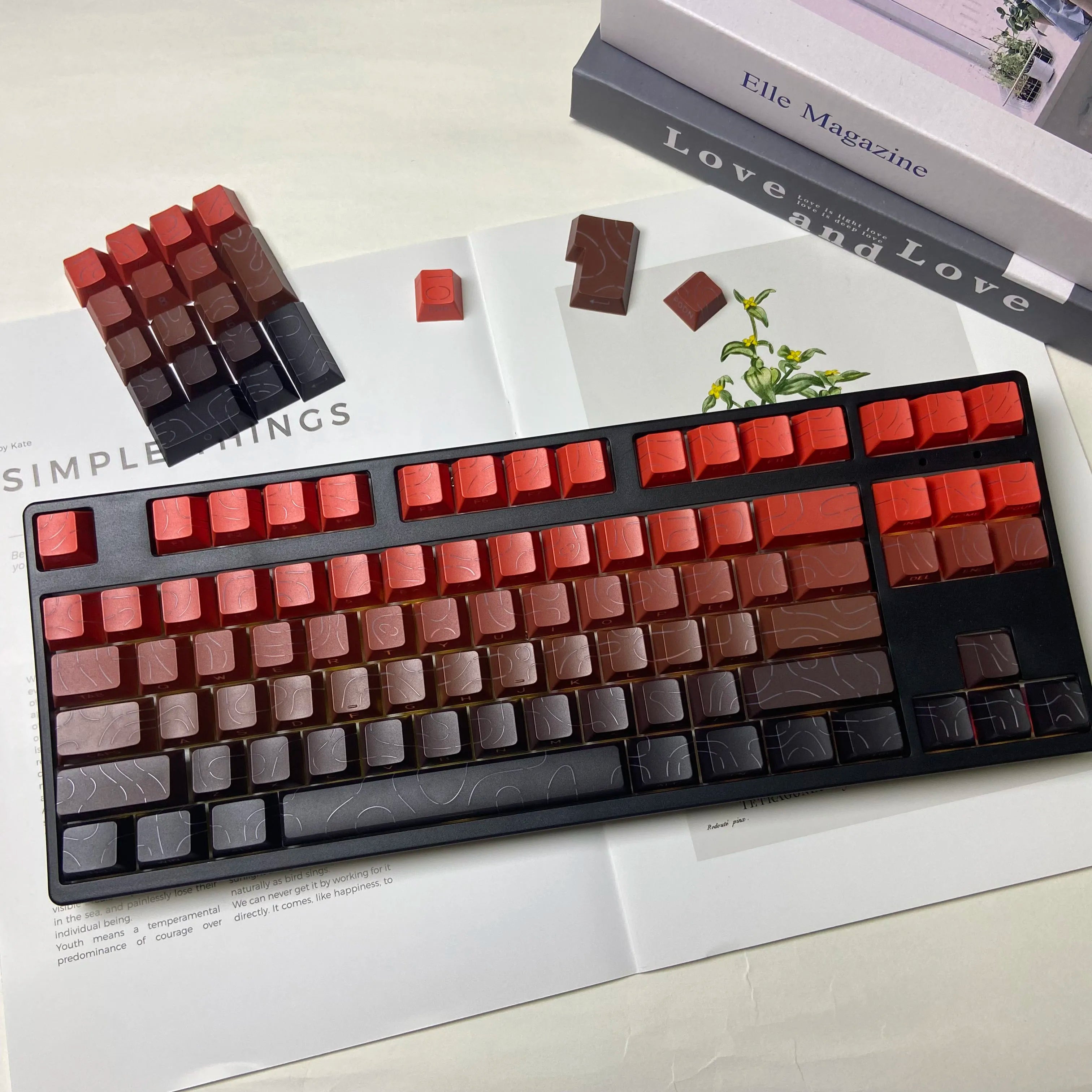 Line Gradient Side Shine Through Keycaps Cherry Profile PBT Custom Keycaps for 60% 65% 75% 96% 98% 100% Mechanical Keyboard