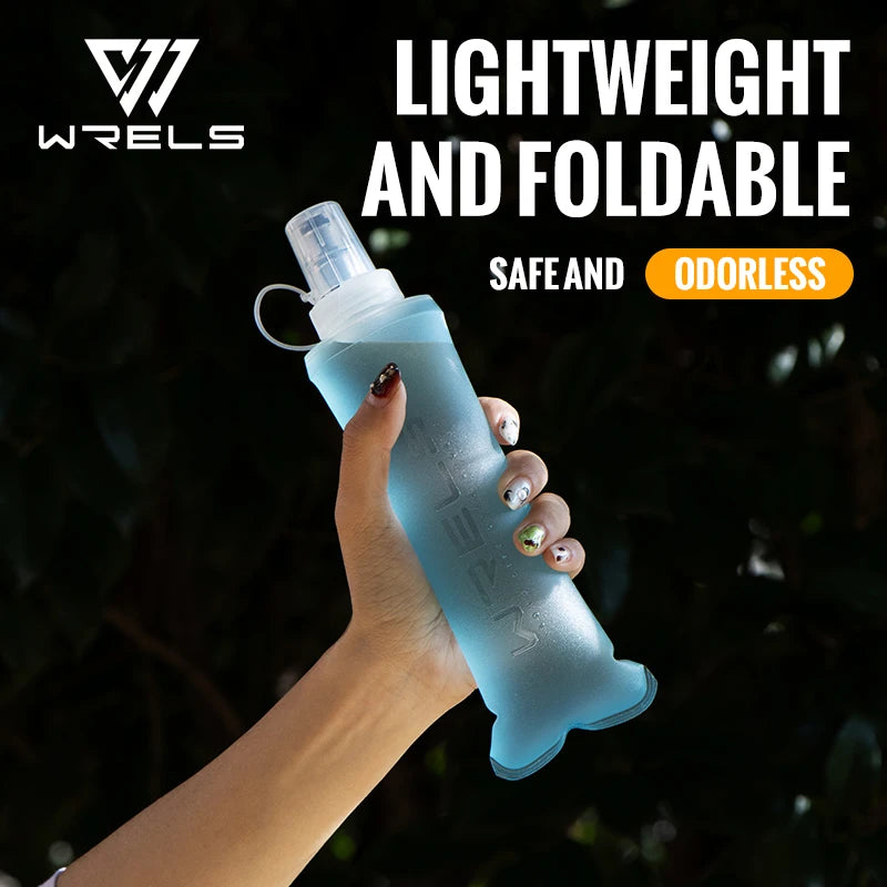 WRELS 250ml 500ml Soft Flask Folding Collapsible Water Bottle TPU BPA Free Outdoor Sport Portable Water Bag Running Camping