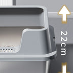 Stainless Steel Cat Litter Box with Lid and Scoop for Big Cat XL Metal Litter Pan Tray with High Wall Sides Enclosure Non-Sticky