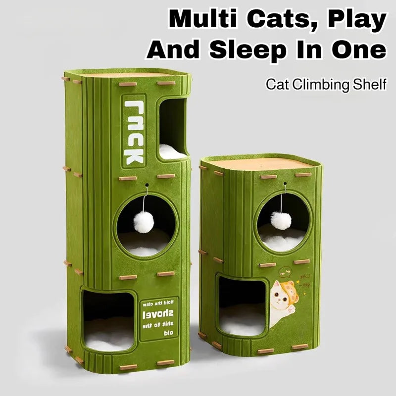 Multi-Layer Cat Nest Cat Climbing Frame Integrated Closed Security Cat Sleeping Nest Scratch-Resistant Wear-Resistant Four-Seas