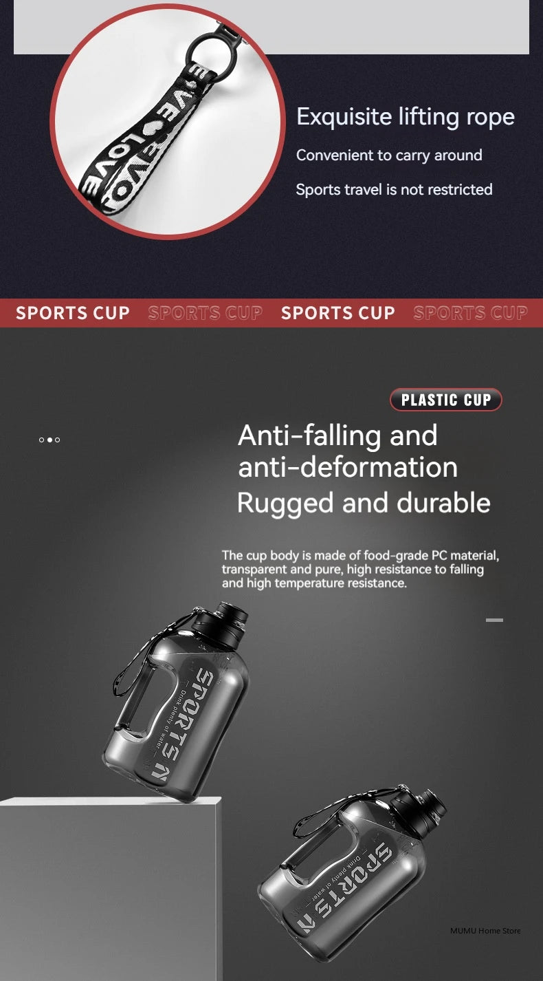 1.7L/2.7L/4L/5L Sports Water Bottle Gym Cycling Cup Portable Large Capacity Water Bottle For Fitness Camping Men Water Kellte