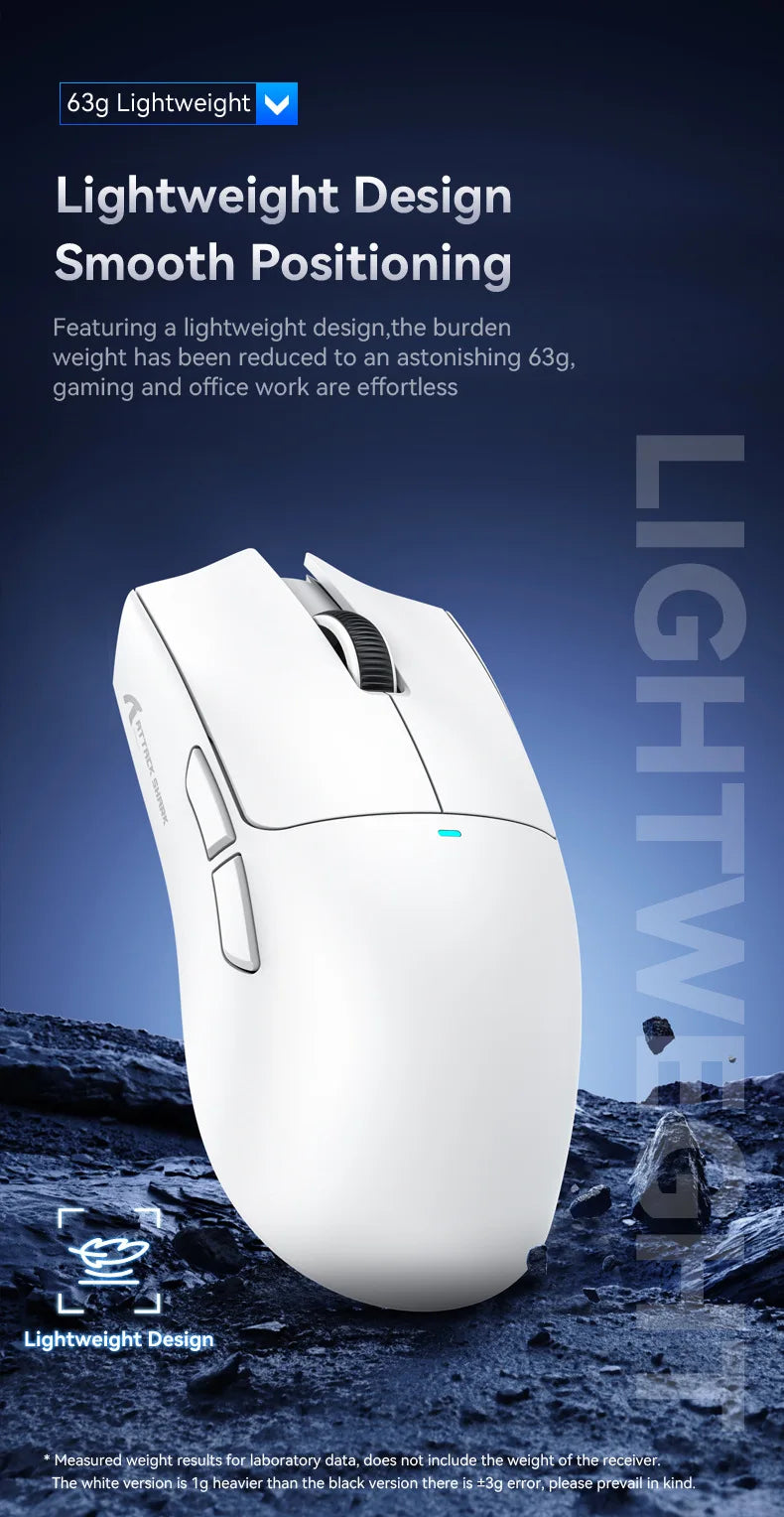 Attack Shark X11SE X11 PAW3311 Bluetooth Mouse, Tri-mode connectivity, Magnetic charging dock, Touchscreen, Ultralight gaming mouse