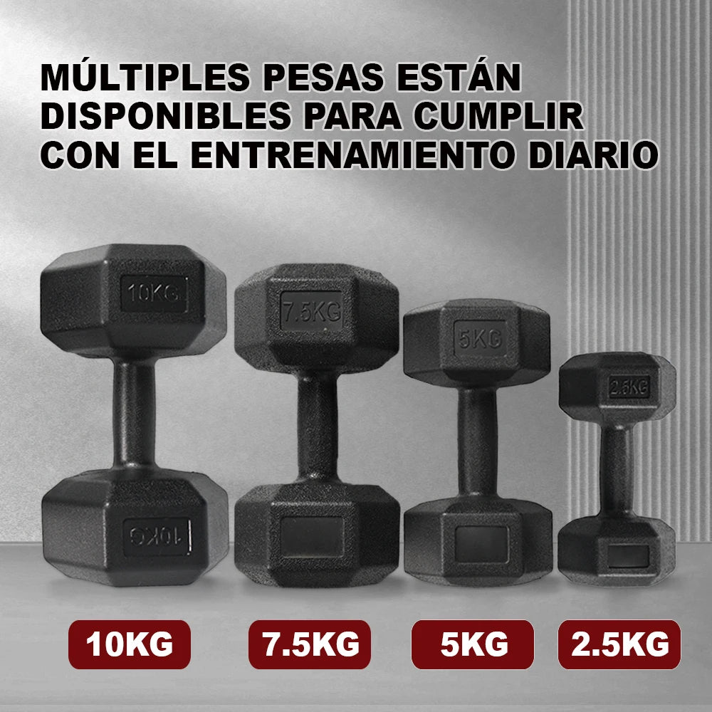 Dumbbell Set, Hexagonal, 2.5kg, 5kg, 7.5kg, 10kg Made of PVC and Iron with Sand, Gym Weights, Non-Slip Handle, Ideal for Strength Training and Home Gym, Ergonomic Fitness Weights