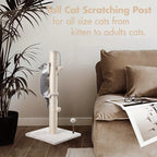 34 Inch Post High Cat Scratching Post Premium Basic Cat Scratching Indoor Sisal Scratching Post Tree Strap Hanging Ball for Adult Cat