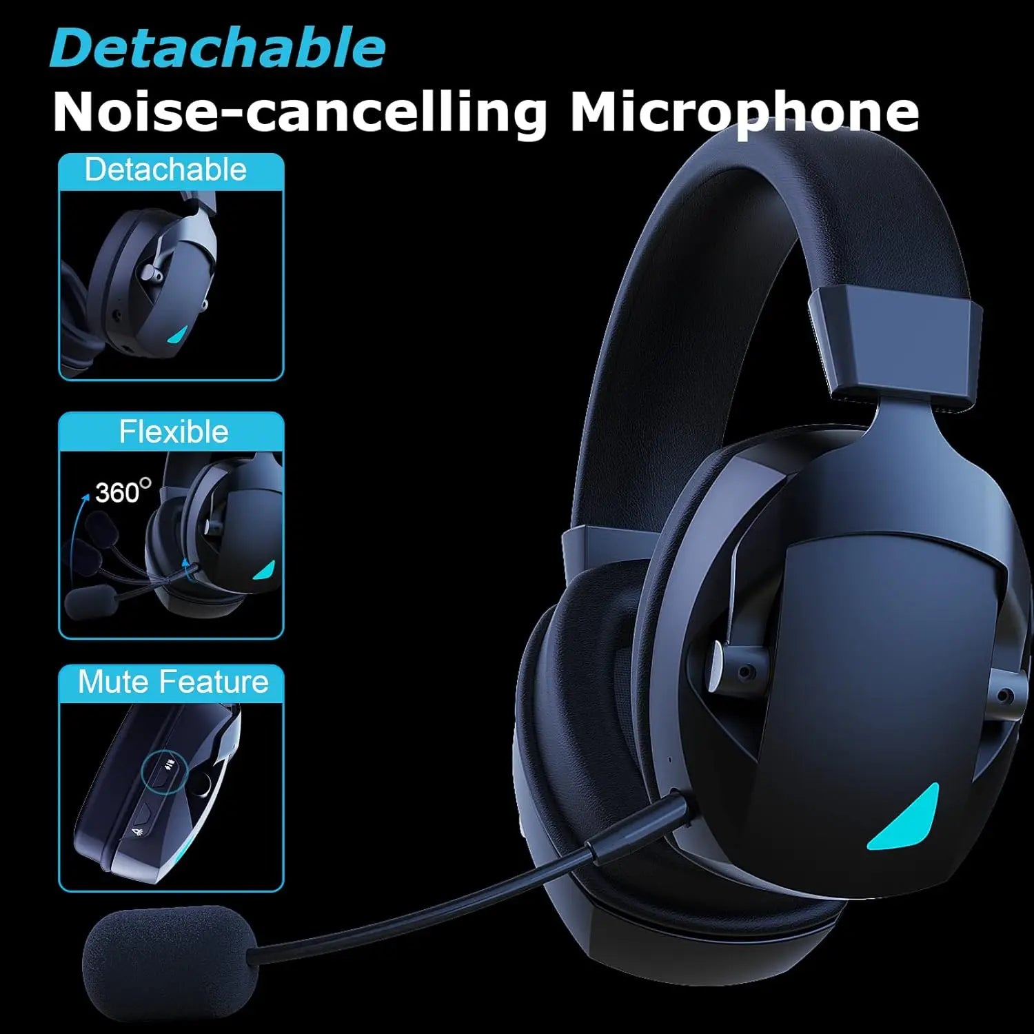 Acinaci 2.4GHz Wireless Gaming Headset for PS5, PS4 Gamers, PC, Nintendo Switch, Bluetooth Gaming Headset with Microphone
