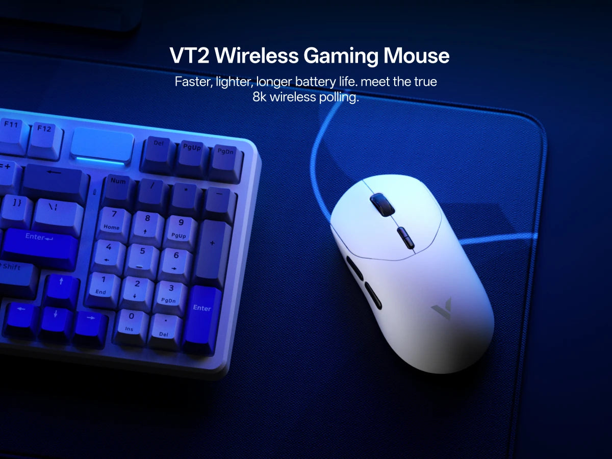 Rapoo VT2 Wireless Gaming Mouse True 8K Wireless Polling Rate Esports Grade 53g Lightweight 26000DPI Up to 500 Hr Battery Life