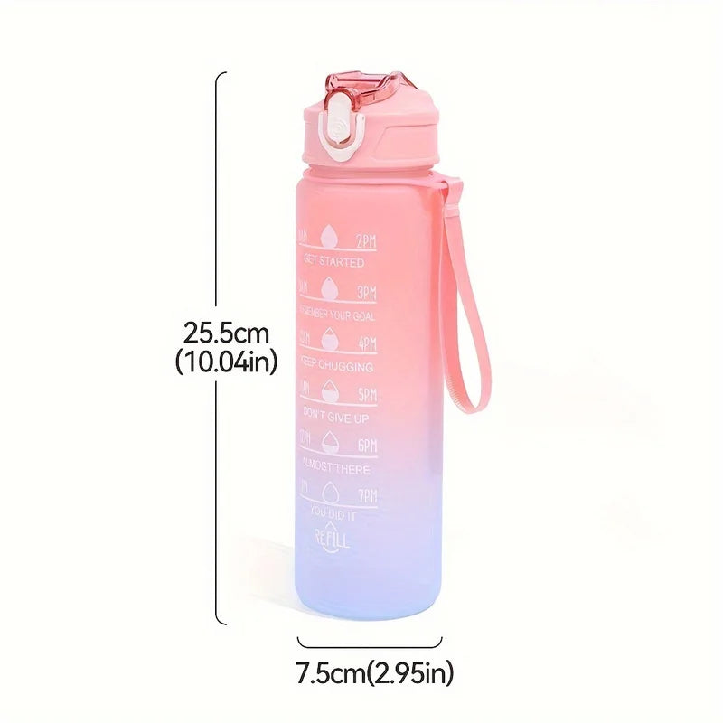 Sports Water Bottle with Time-Tracking Straw Leak Proof Locking Flip Cover for Easy Carry Ideal for Outdoor Adventures