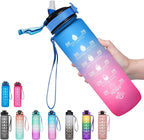 Motivational Sports Water Bottle, Leak-proof Drinking Bottles, Outdoor Travel, Hiking, Cycling, 750ml, 1000ml