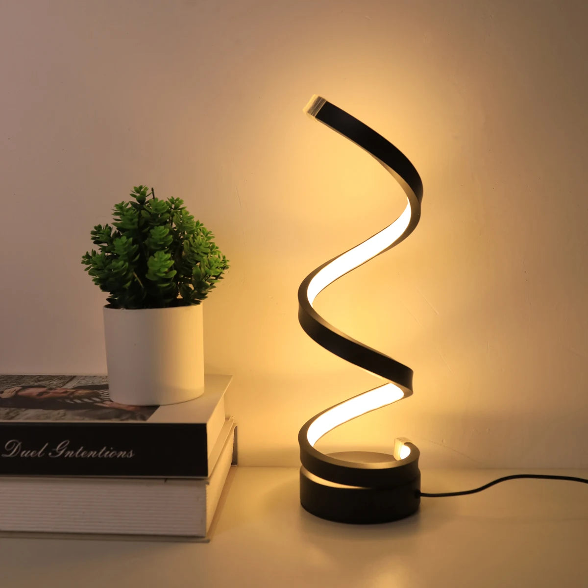 Spiral table lamp, modern creative design, suitable for home decoration, suitable for dining room, living room, bedroom