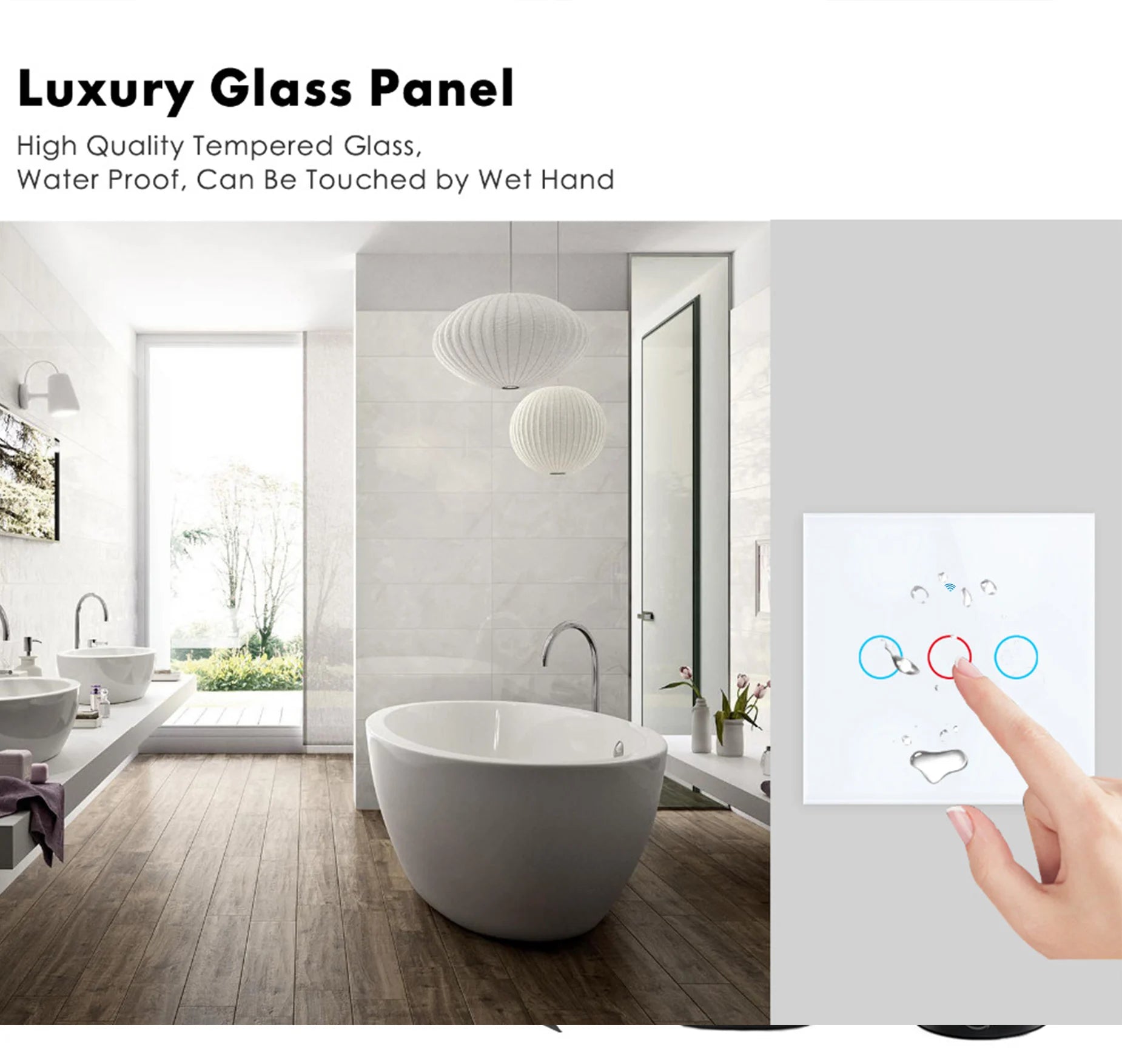 AXUS WiFi Touch Switch — Smart RF433 Sem Neutro Tuya Alexa