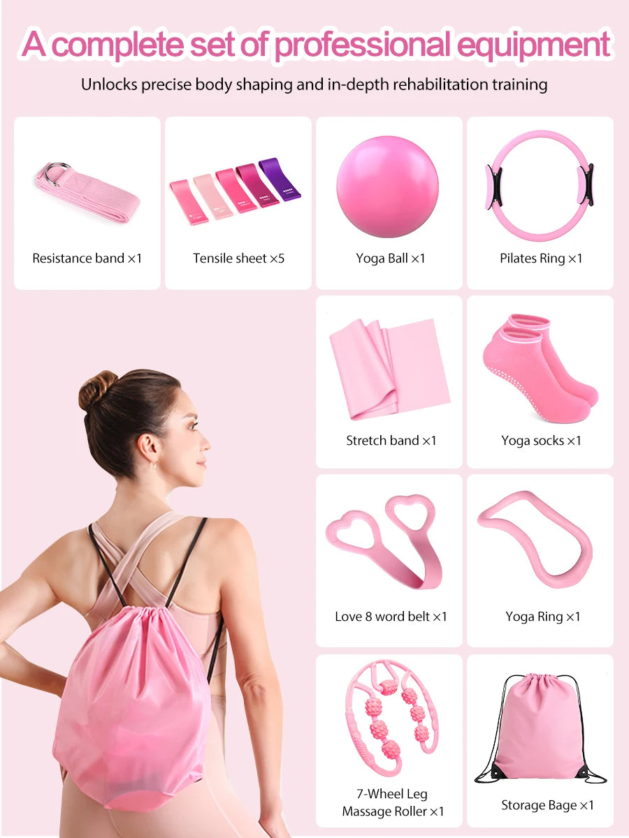 PilatesHome 13 Pro – Kit de Pilates com 13 Peças para Treino em Casa, Tonificação e Rotina Fitness Feminina