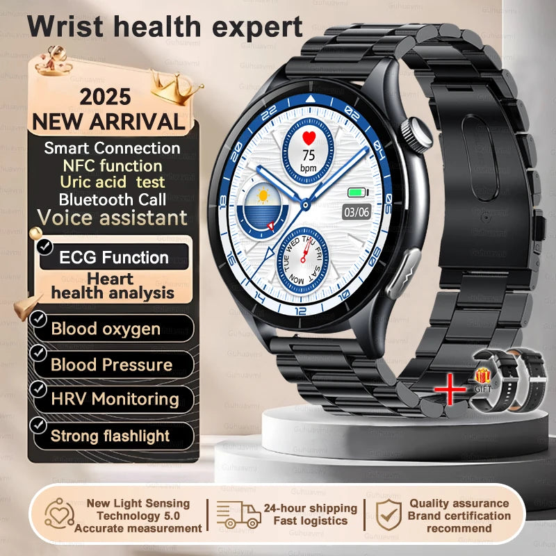 Sapphire 2025 New Health Managed Smart Watch Health Measurement Blood Fat Uric Acid Call ECG+PPG Blood Pressure Health Smartwatch iOS