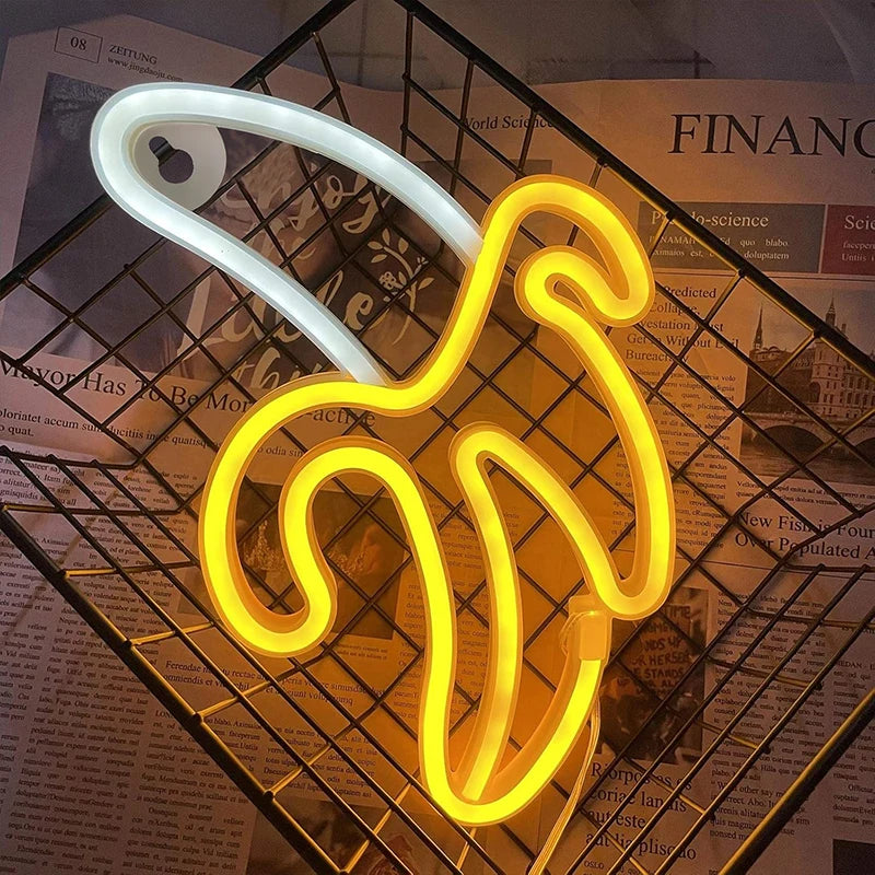 Banana USB Neon Sign LED Night Light for Bedroom, Wedding, Birthday Party, Game Room Wall Decor. Wall Decoration with USB & Battery Power.