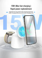 3 in 1 Magnetic Wireless Charger Stand For Magsafe iPhone 15 14 13 12 Pro Max Airpods IWatch 9 8 7 6 Fast Charging Dock Station