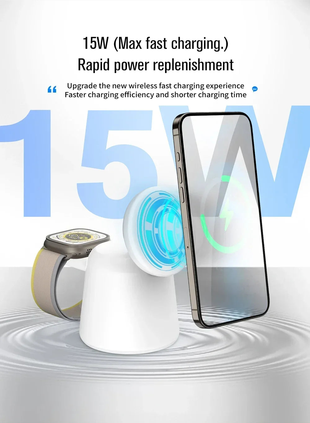 3 in 1 Magnetic Wireless Charger Stand For Magsafe iPhone 15 14 13 12 Pro Max Airpods IWatch 9 8 7 6 Fast Charging Dock Station