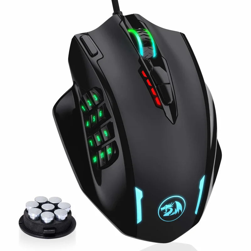 Redragon M908 RGB Backlight LED USB Wired Gaming Mouse with 18 Programmable Buttons and 12400 DPI