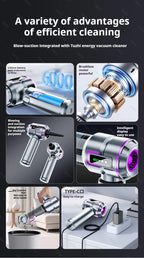 Aspirador Portátil Mini 998000PA para Carro e Casa com Função Sopro