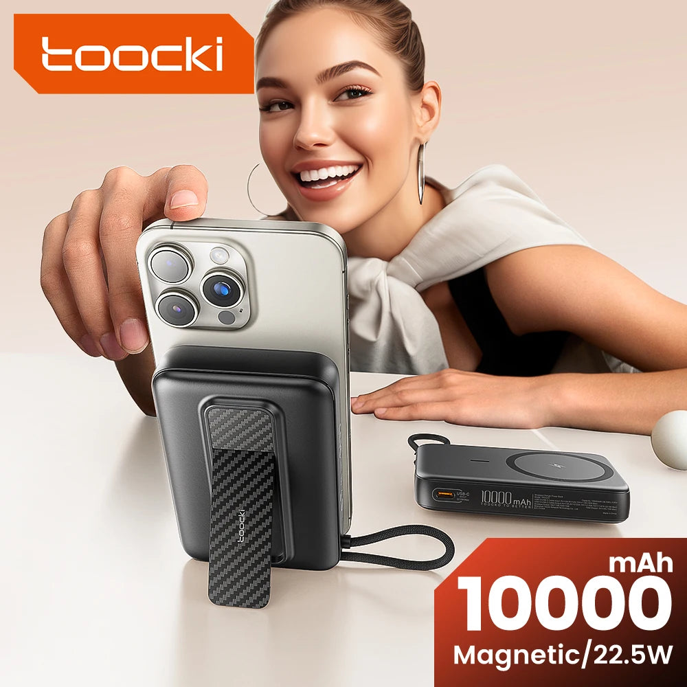Toocki PowerBank 10000mAh — Magnético 15W MagSafe USB‑C PD 22.5W