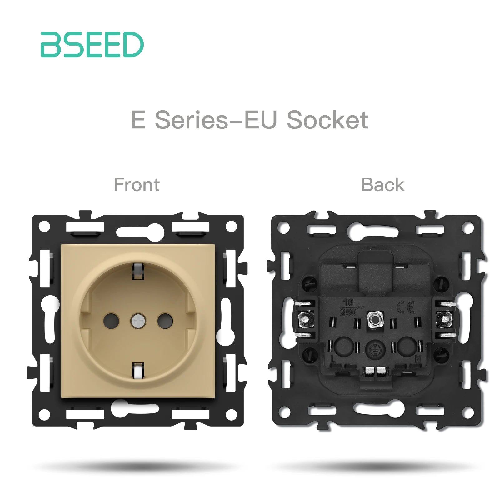 BSEED WiFi Click Switch Module — Moldura Vidro Ouro + Tomadas USB