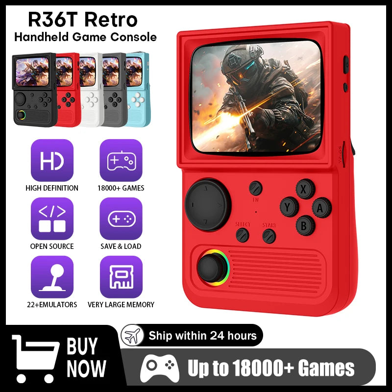 AISLPC R36T Retro TV Handheld Game Console 22000+Games EmuELEC System 3.5 Inch IPS Screen 64/128GB Portable Pocket Video Player