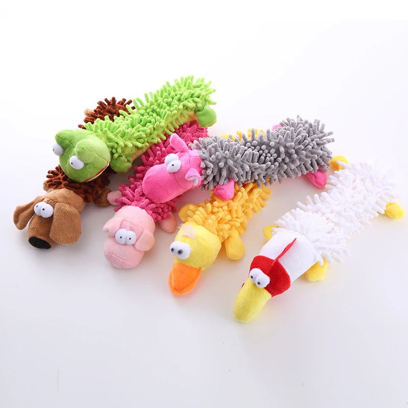 Pet Dog Toy Sound Plush Toy Mop Fur Shell Frog Hippo Teeth Grinding Supplies