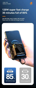 2025 New MINI 10000mAh Portable PD 120W Power Bank Two-Way Fast Charger Mini Powerbank for iPhone Xiaomi Samsung