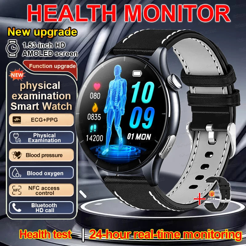 2026 New Smart Watch ECG+PPG Health Monitoring Blood Pressure Uric Acid Fitness Tracker Clock Sport Call Smartwatch Customizable Dial