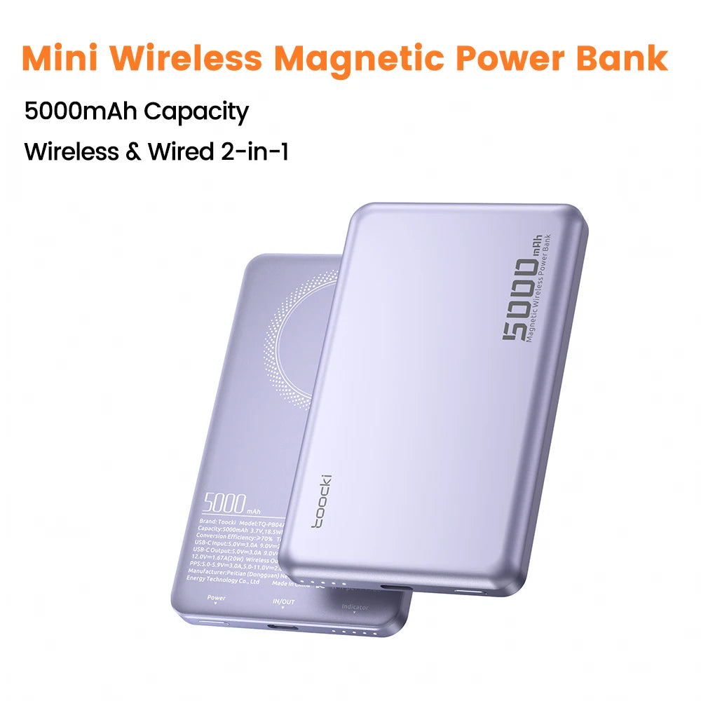 Toocki 10000mAh Magnetic Power Bank — Wireless 15W MagSafe PD 20W
