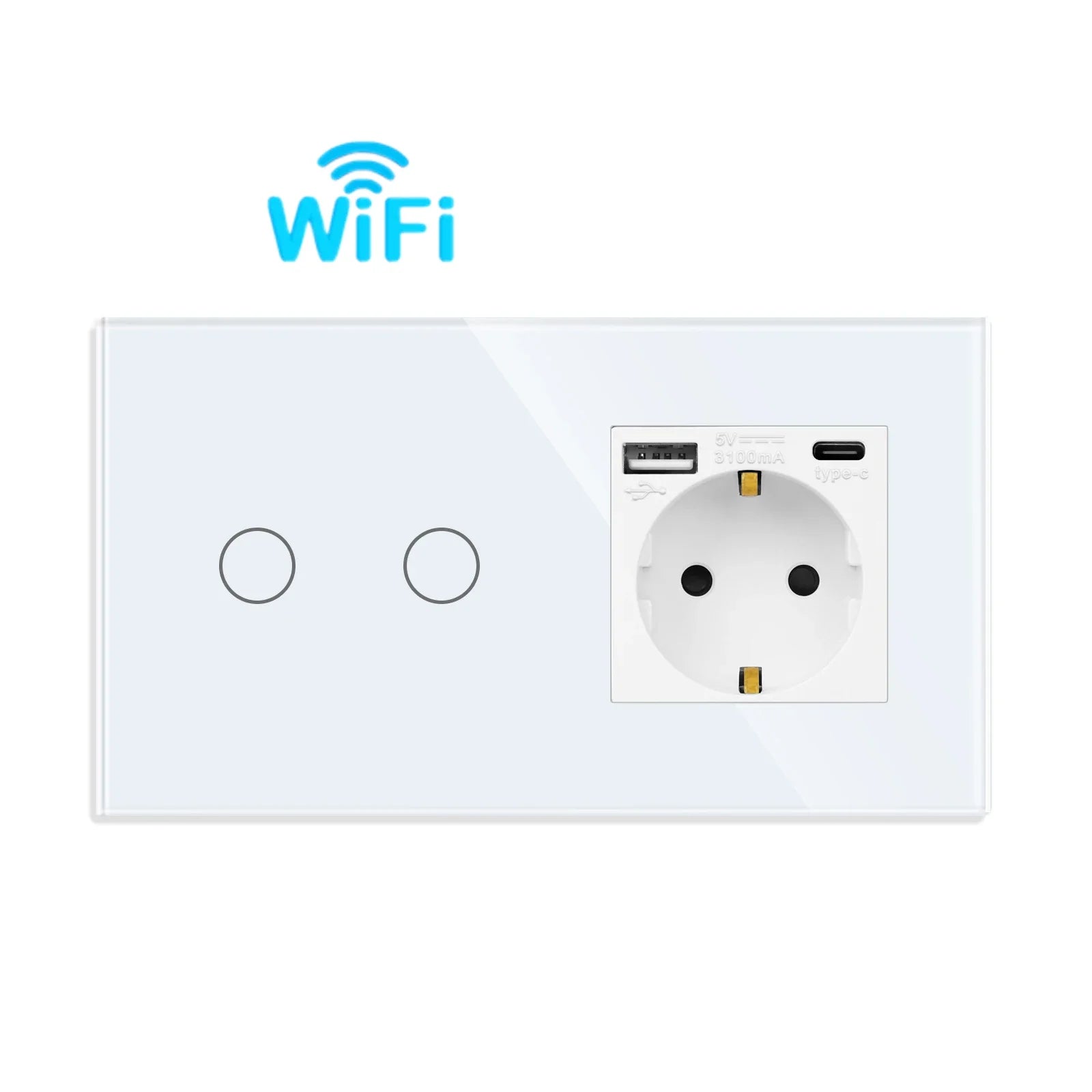 Bingoelec Tuya Smart Stair Switch — 2‑Way + Tomada WiFi com USB‑C