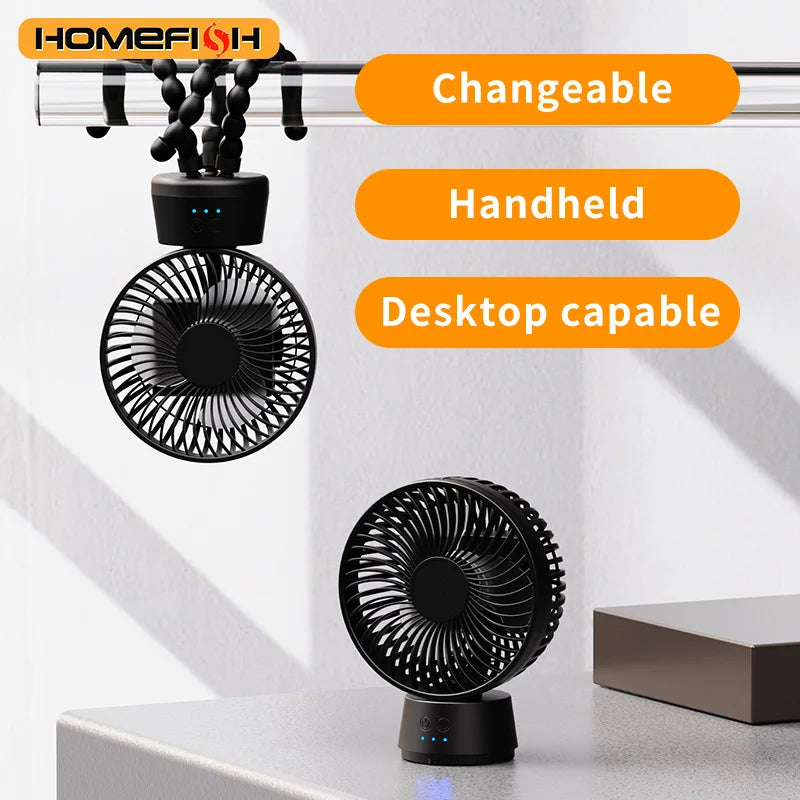 HOMEFISH GF02 199 Gears High-Speed ​​Portable Fan USB Rechargeable Fans 3500mAh Electric Fan Mini Air Conditioner