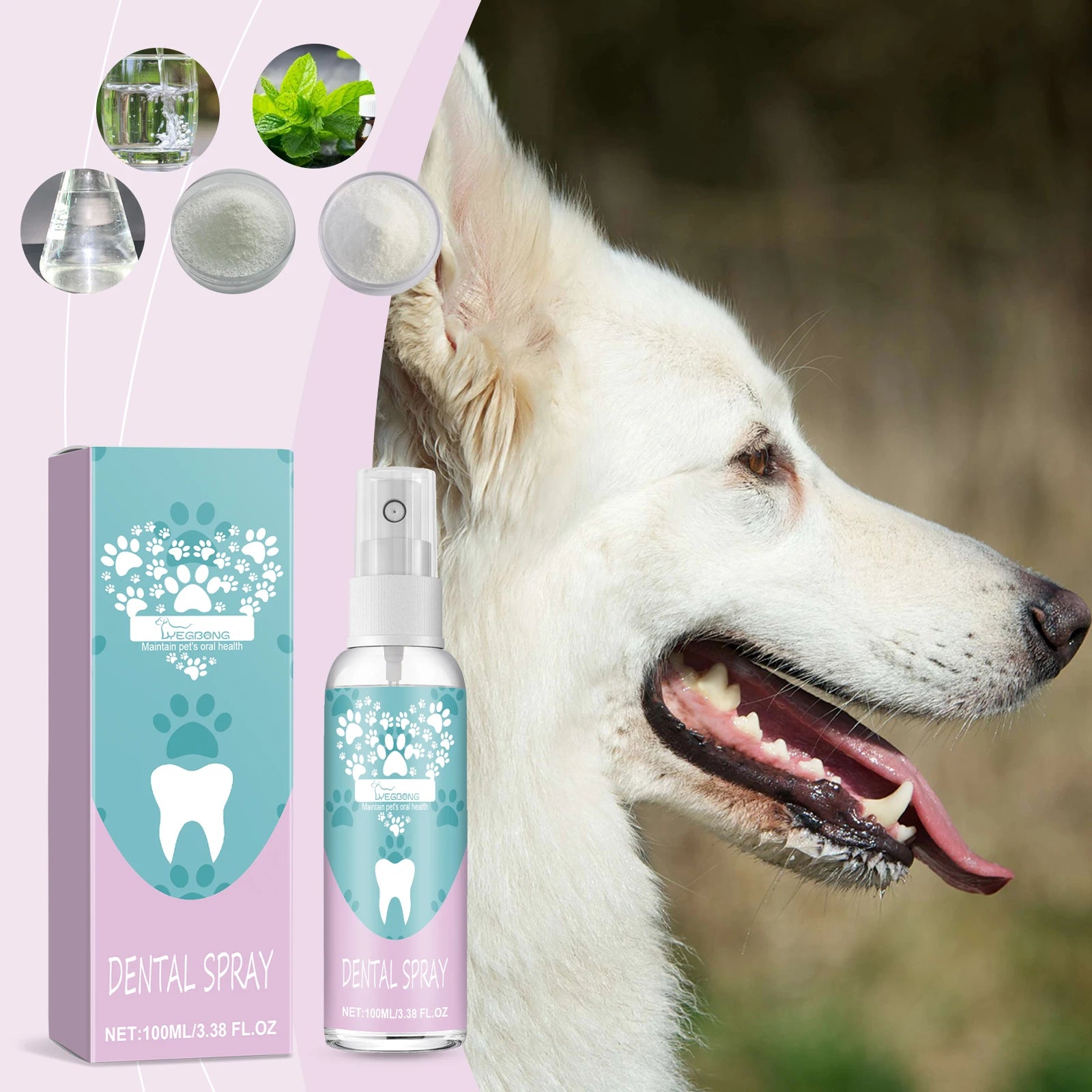 Vet-Recommended Pet Teeth Spray–Dissolves Tartar & Prevents Calculus,Long-Lasting Fresh Breath,Gentle & Hypoallergenic Formula