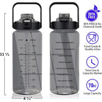 2L 64OZ Half Gallon Water Bottle with Sleeve Motivational Water Bottle with Straw & Time Marker Leakproof Sport Water Jug