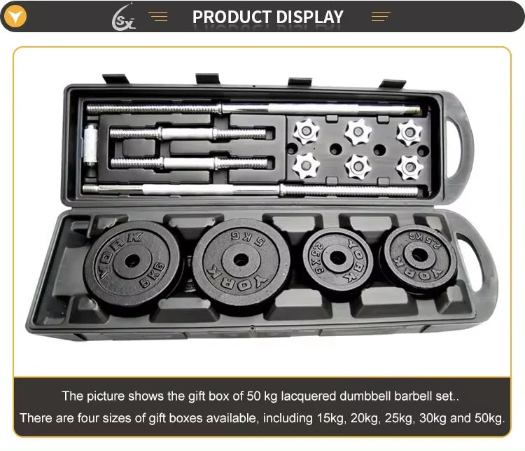 10kg 15kg 20kg 30kg Gym Home Weightlifting Dumbbells with Box Painted Black Painted Cast Iron Dumbbells Barbell Set.