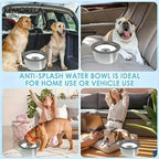 Stainless steel dog water bowl with floating disc design, non-wet mouth anti-tail pet drinking bowl, slow feeder water for dogs.