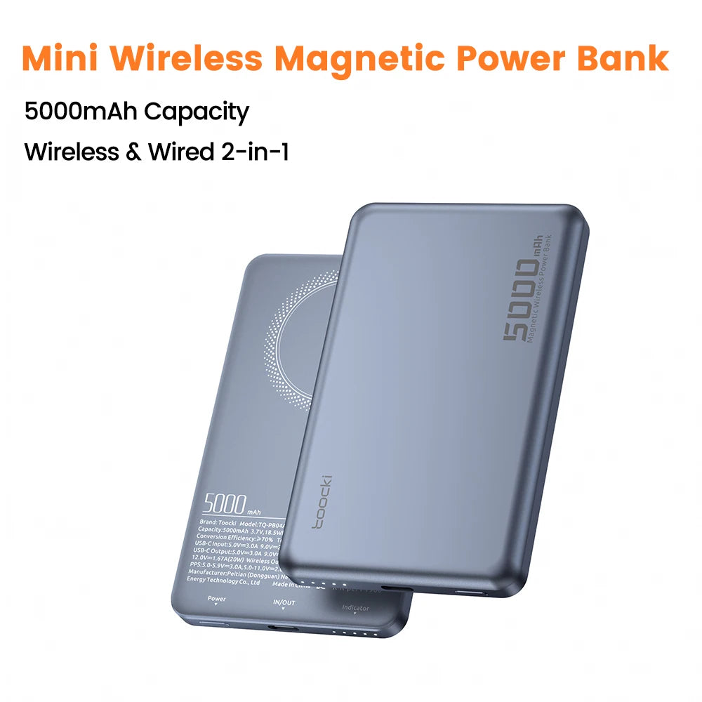 Toocki 10000mAh Magnetic Power Bank — Wireless 15W MagSafe PD 20W