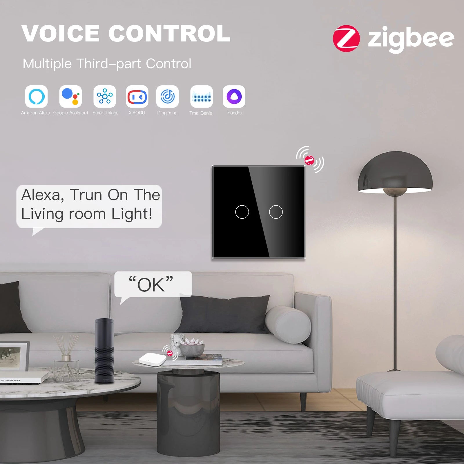 BSEED Zigbee Touch Switch — 1/2/3 Gang Smart Tuya Sem Neutro